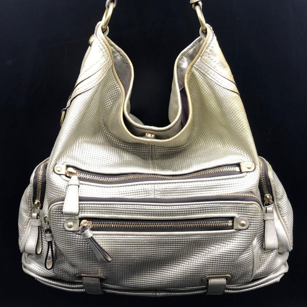 Coach 2009 Gold Cam Textured Metallic Extra Large Hobo 14089. VERY RARE!!